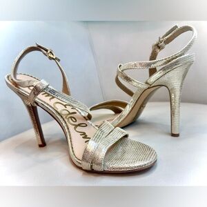 FLASH SALE! 60% OFF Sam Edelman Alisandra Gold Strappy Stilettos – Sz 8 (Sample)